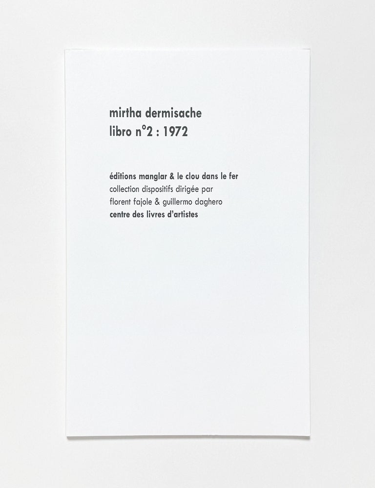 mirtha dermisache : libro n&deg; 2, 1972 [2008 edition]