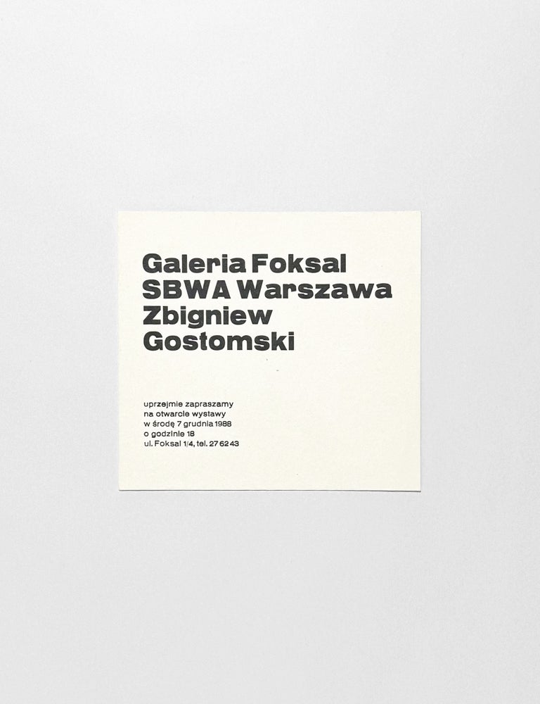 Zbigniew Gostomski [exhibition announcement card]