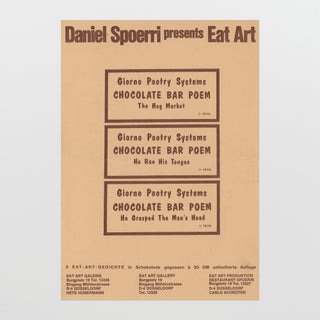 Daniel Spoerri presents Eat Art: Chocolate Bar Poem