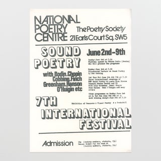 Flyer for 7th International Festival of Sound Poetry