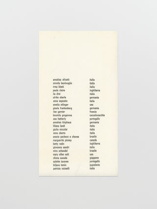 Arti visive. Poesia visiva. / Visual Poetry by Women, an International Exhibition in Venice